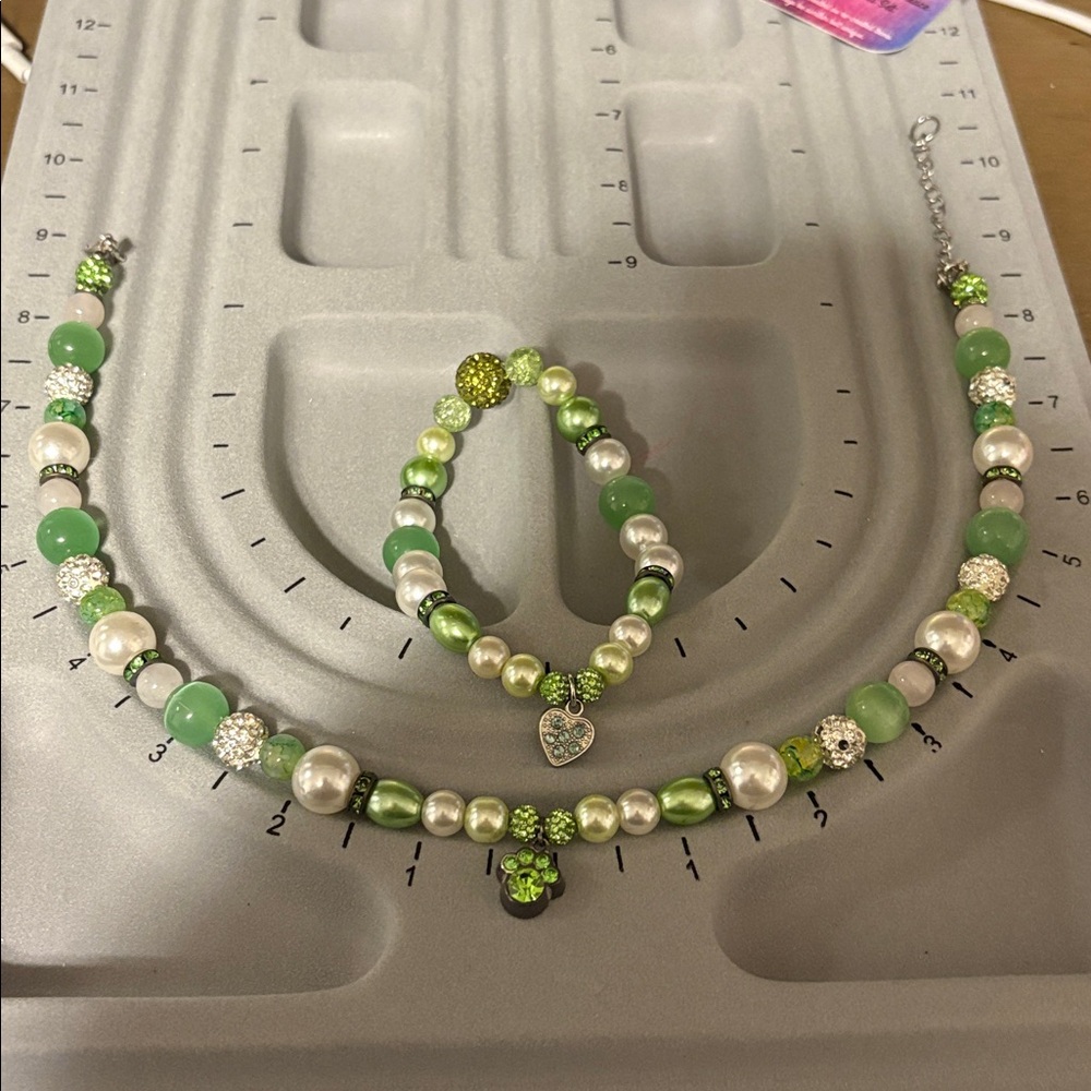 Handmade Beaded Dog Necklace and Matching Owner Bracelet Set - Picture 6 of 9